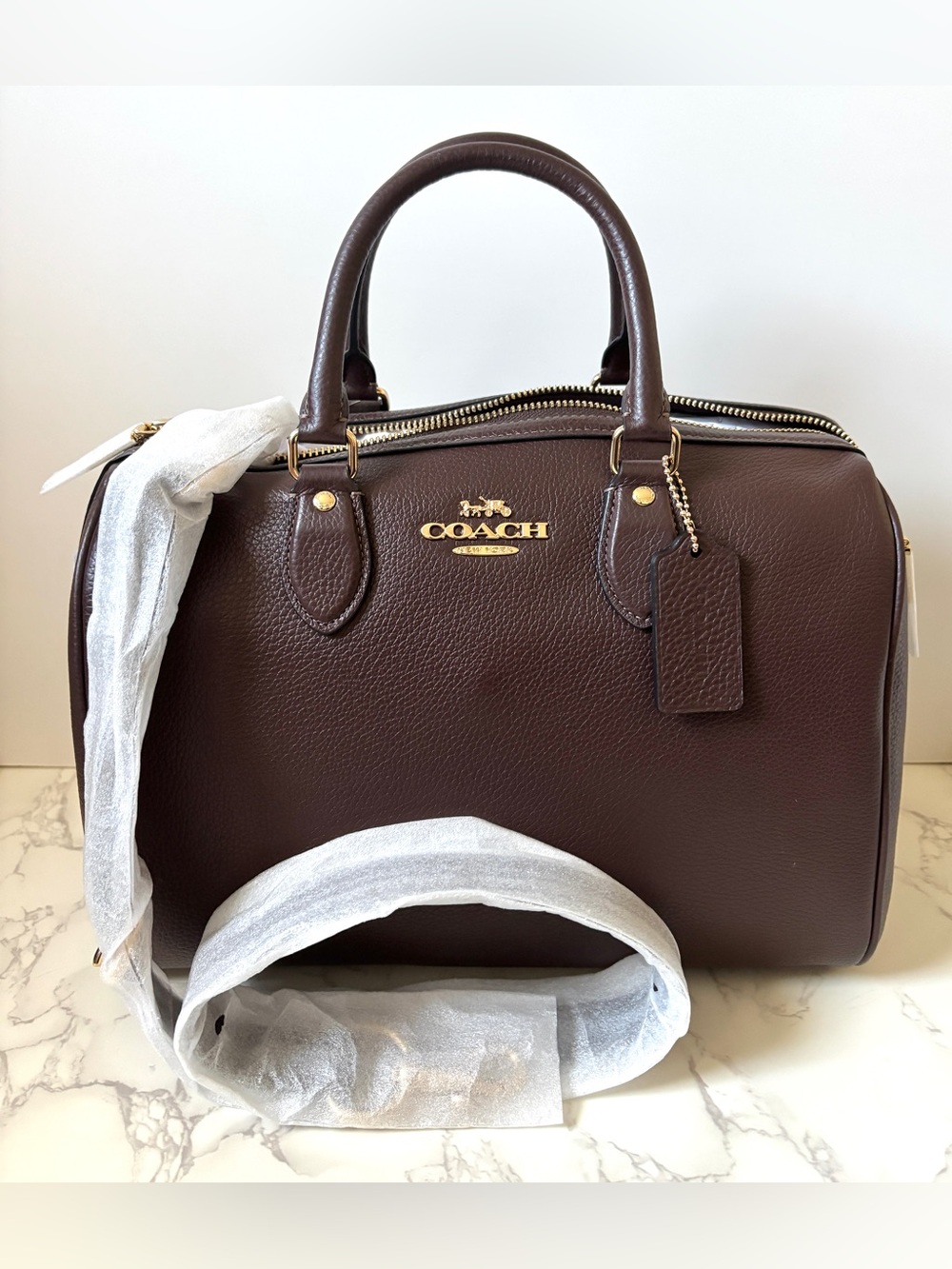 ❌SOLD❌ New Coach Large Rowan Satchel Handbag in Maple Leather - Picture 3 of 13